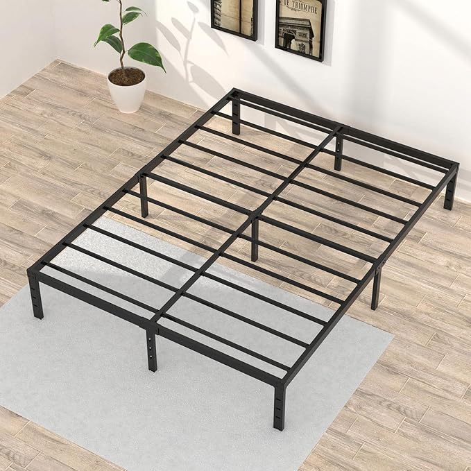 Full Bed Frame No Box Spring Needed, 14 Inch Heavy Duty Metal Platform Bed Frame Full Size with Storage, 2500lbs Steel Slats Support, Easy Assembly, Black