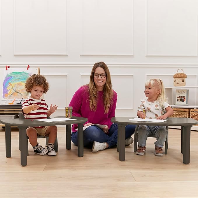 ECR4Kids Little Learner Table and Chair Set, Kids Furniture, Grey Wash