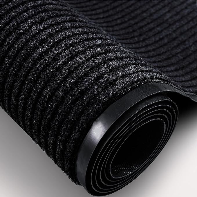 TANYOYO 4' X 6' Commercial Grade Door Floor Mat Brush Step Entrance Mat Vinyl Backed Utility Doormat Heavy Duty Floor Rugs Commercial Outdoor Carpet Indoor Entrance Mat,Black