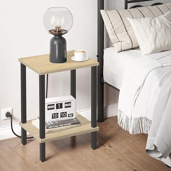 TUTOTAK End Table, Side Table, Nightstand, 2-Tier Storage Shelf, Sofa Side Table for Small Space, Living Room, Bed Room TB01BO034