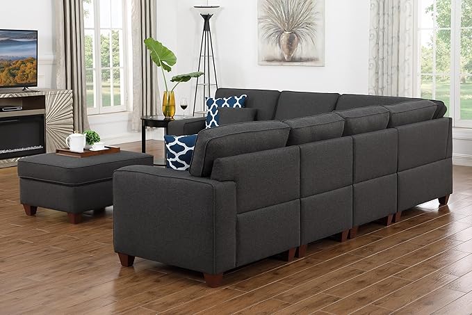 Leio Sectional Modular Sofa with Ottoman for Living Room, Apartment, Bedroom, Office, Dorm