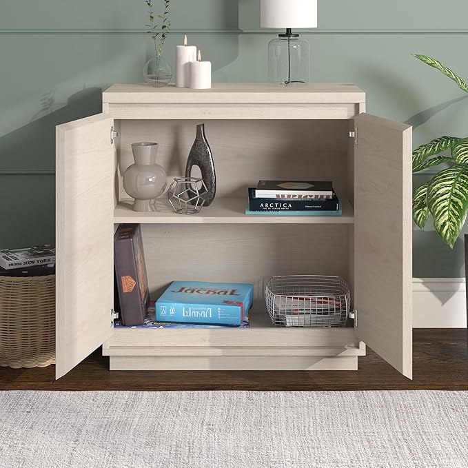 Henn&Hart Presque Accent Cabinet, 30" Wide, Alder White