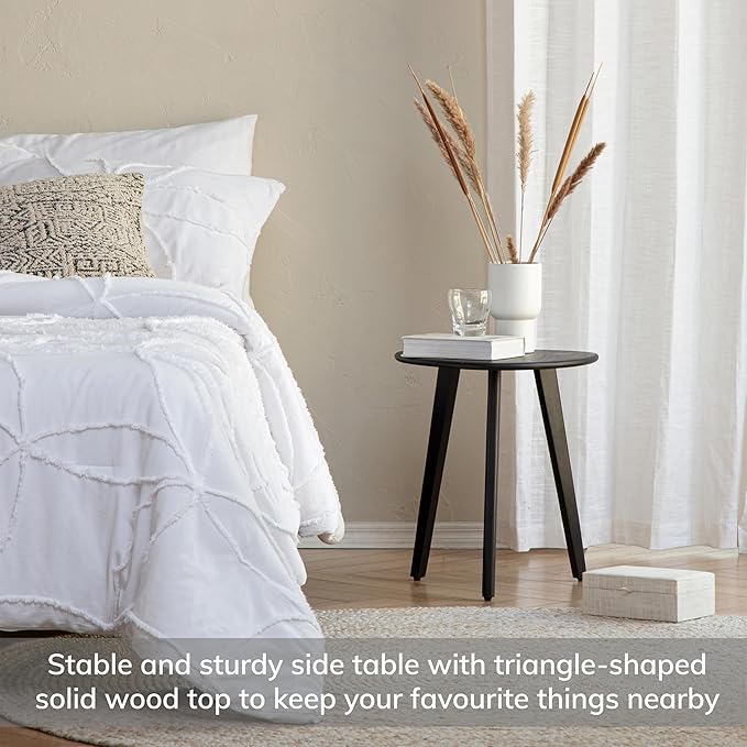 MH London Side Table - Wandsworth Wooden End Table - Exclusively Designed Hand Crafted Small Tables - Contemporary Triangle End Table for Living Room, Bedroom Bedside Tables and Office