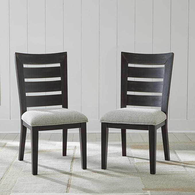 Signature Design by Ashley Galliden Urban Armless Upholstered Dining Chair, Set of 2, Black & Light Gray