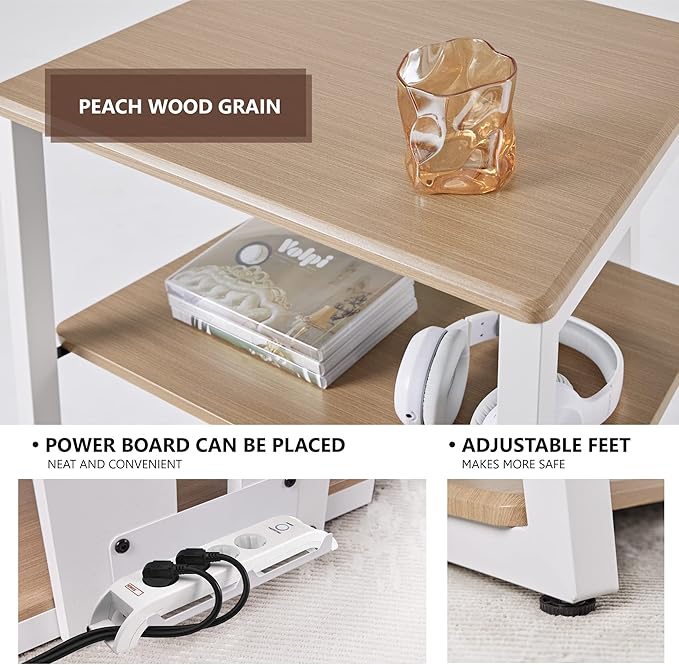 FITUEYES Design 4-Tier AV Media Stand Corner Shelf Stand Wooden Corner Shelves Component Cabinet Stereo Rack Audio Tower with Height Adjustable Wooden Shelves for ps4 (White Oak)