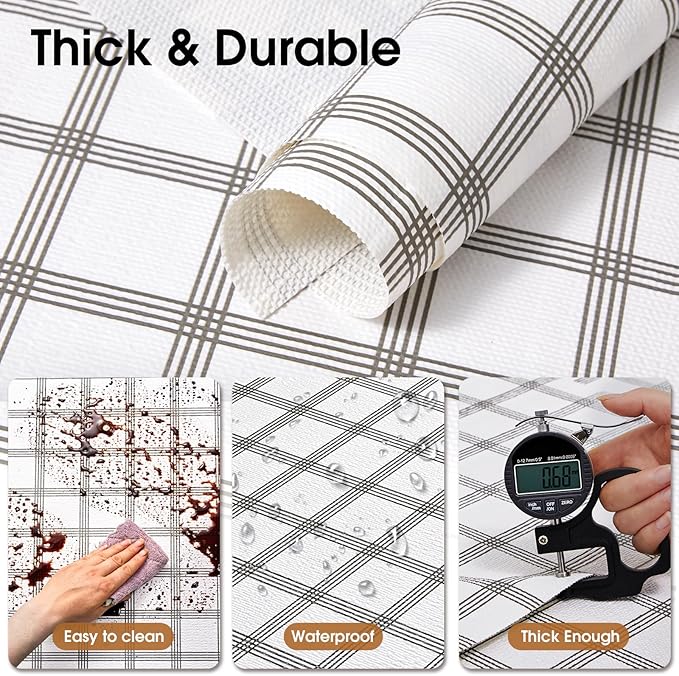 Beautysaid Shelf and Drawer Liner for Kitchen Cabinet, Non Adhesive Non Slip Shelf Paper Waterproof Washable Thickened for Dresser Pantry Shelve Bathroom Protector Liner(Plaid,12 in x 20FT)