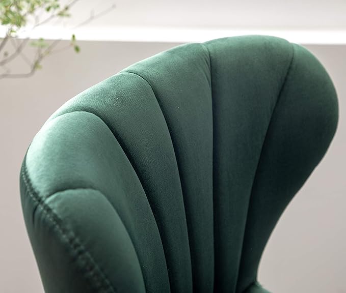 Roundhill Furniture Ellston Velvet Adjustable Swivel Barstools in Green, Set of 2