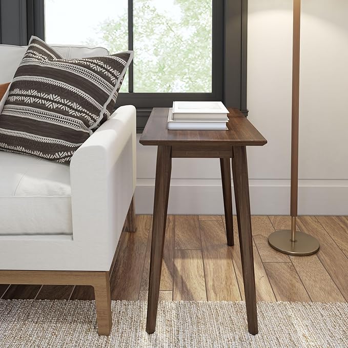 Plank+Beam Mid Century Modern Rectangular Side Table, End Table for Living Room, Wooden Bedside Table, Small End Table for Office Space, Walnut