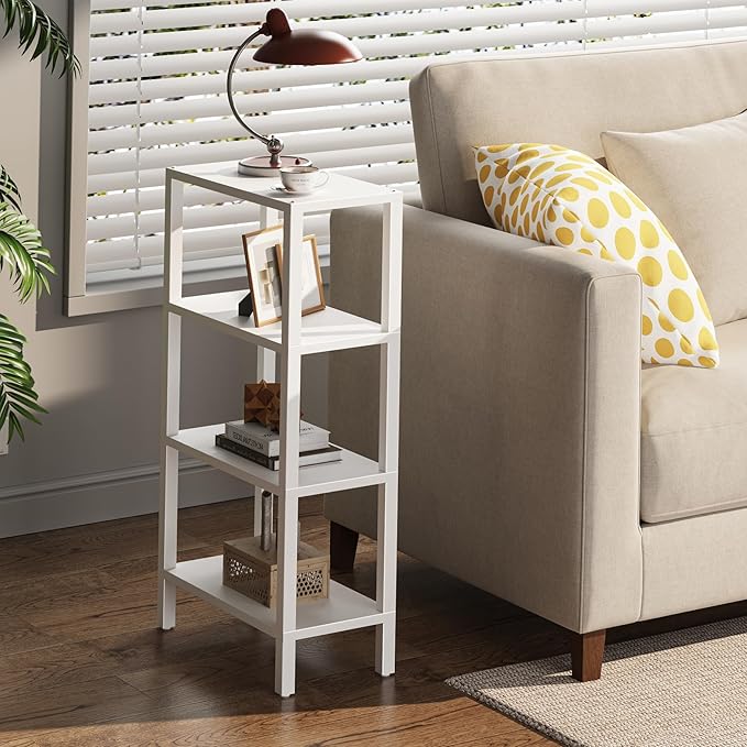 TUTOTAK Small Side Table, Narrow End Table, Skinny Sofa Table, Slim Nightstand, Couch Table, Living Room, Bed Room, White TB01BW078
