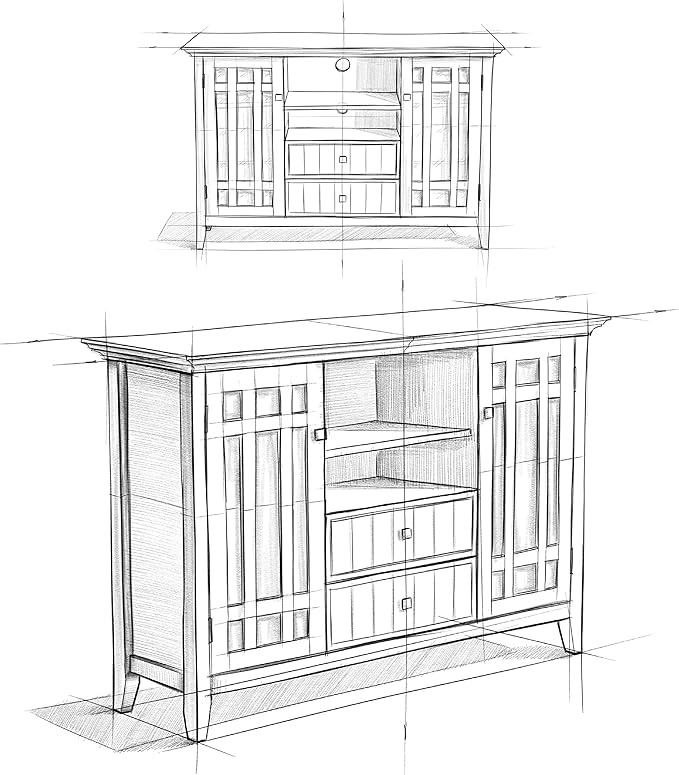 SIMPLIHOME Bedford SOLID WOOD 53 Inch Wide Transitional TV Media Stand in Dark Tobacco Brown for TVs up to 60 Inches, For the Living Room and Entertainment Center