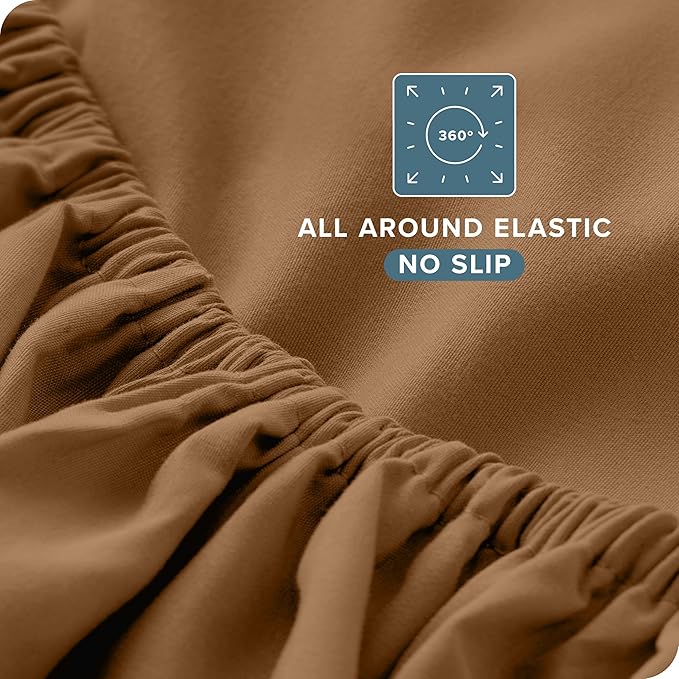 Bare Home King Sheet Set - Luxury 1800 Ultra-Soft Microfiber King Bed Sheets - Double Brushed - Deep Pockets - Easy Fit - 4 Piece Set - Bedding Sheets & Pillowcases (King, Caramel)