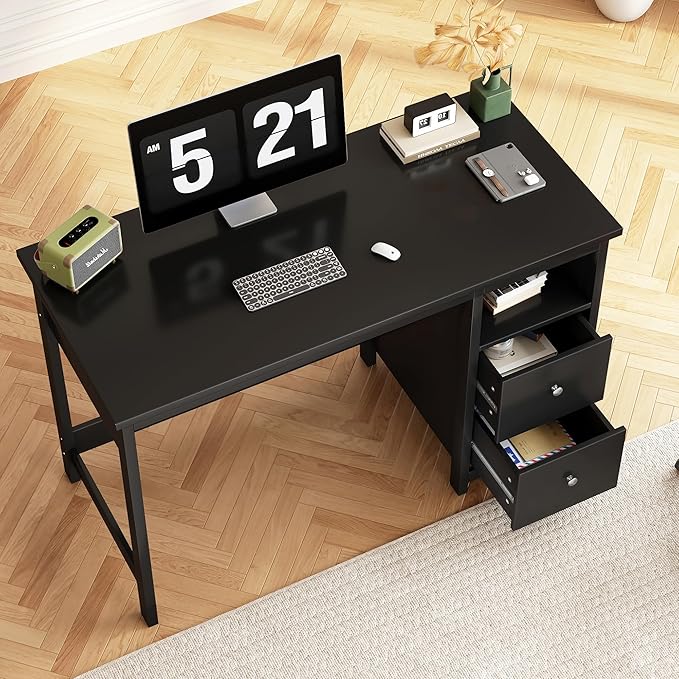 Desk with Drawers,Modern Small Computer Desk for Home Office with Storage Drawers, Makeup Vanity Desk Dressing Table for Bedroom,Filing Cabinet Writing Table PC Desks for Study (Black, 39.3")