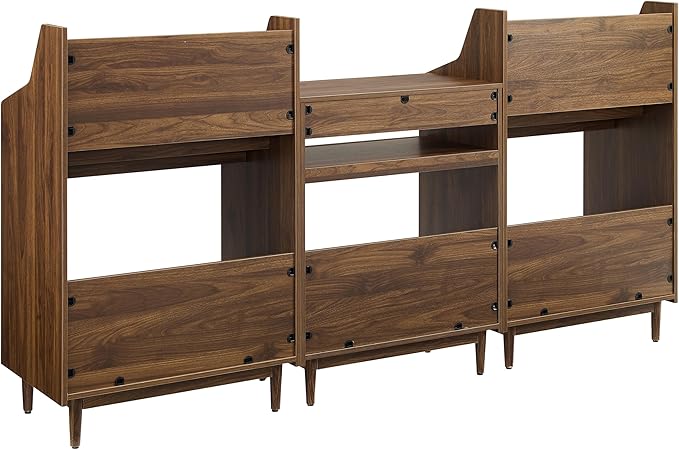 Crosley Furniture Liam 3-Piece Turntable Record Player Stand And Vinyl Storage, Mid Century Modern, Walnut