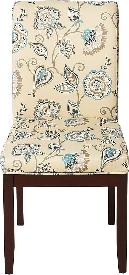 OSP Home Furnishings Dakota Upholstered Parsons Chair with Espresso Finish Wood Legs, Avignon Sky