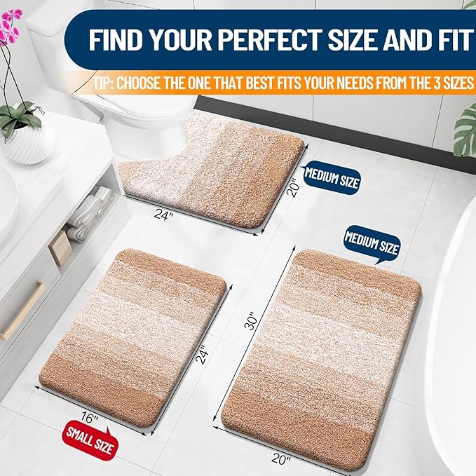 OLANLY Bathroom Rugs Mat 24x16, Extra Soft Absorbent Microfiber Bath Rugs, Rubber Backing, Quick Dry, Machine Washable Bath Mats for Bathroom Floor, Tub and Shower, Home Decor Accessories, Beige