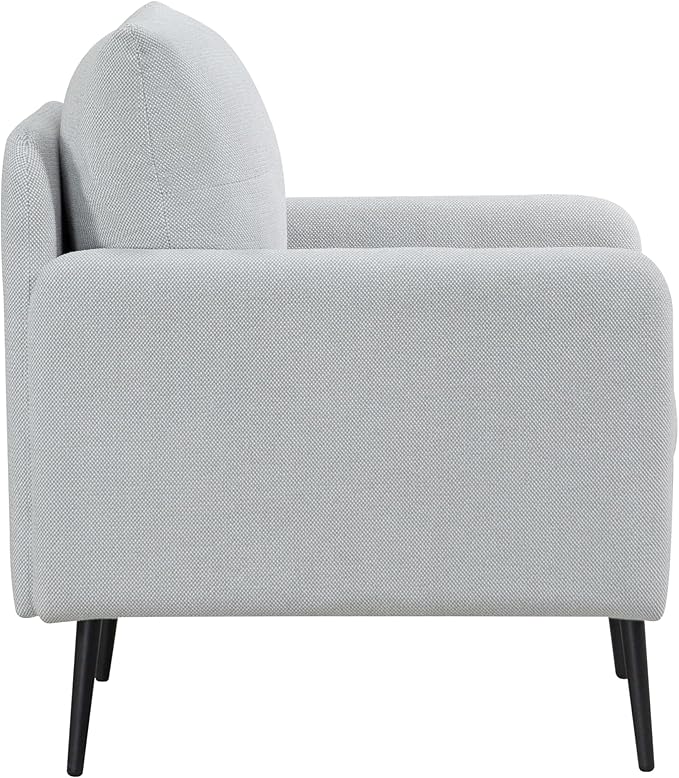 Ball & Cast Accent Chair with Metal Black Legs,Comfy Chenille Club Fabric Armchair,Single Sofa Chair for Living Room Bedroom,Dining Accent for Bedroom,Office,Sage