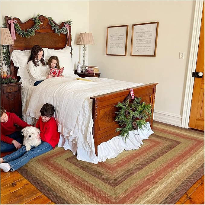 Homespice Gingerbread Jute Brown 4x6' Braided Area Rug for Living Room, Bedroom and Dining Room. Pet Friendly. Decor Styles Farmhouse Rug, Rustic, Vintage, Cottage, Primitive, Country, Boho Rug
