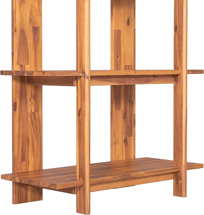 Christopher Knight Home Milio Modern 4 Shelf Bookcase, Acacia Solid Wood Book Organizer with Non-Slip Foot Pads, Sturdy Open Storage Shelf, Big Book Shelf, Floor Standing Unit, 70.20'' Height, Teak