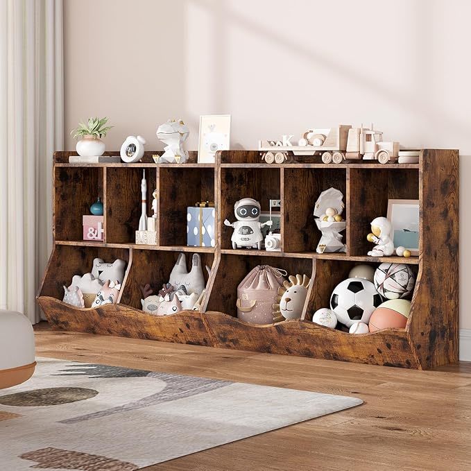 IDEALHOUSE Toy Bookshelf and Bookcase, Multi Shelf with Cubby Organizer Cabinet for Storage Books and Toys, for Bedroom, Playroom, Hallway