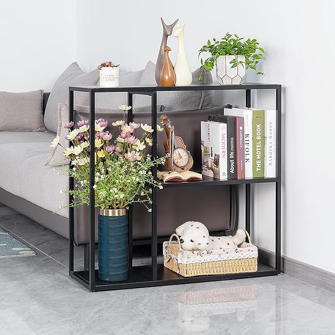 HDANI Console Table, Narrow Entryway Table, 3 Tier Metal Hallway Table, 9.8''Dx31.5''Wx29.7''H(Black)
