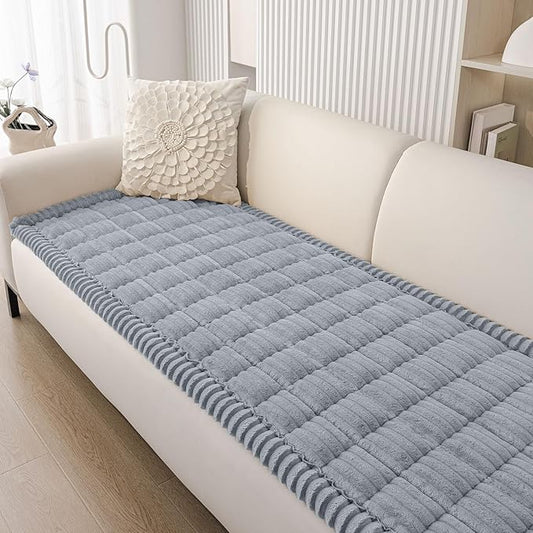 Smiry Couch Cover for Dogs Washable, Non Slip Fuzzy Pet Couch Covers for 3 Cushion Sofa Pet Friendly, Thick Soft Sofa Slipcovers Cushion Protector (Grey, 27.6" x 70.9")