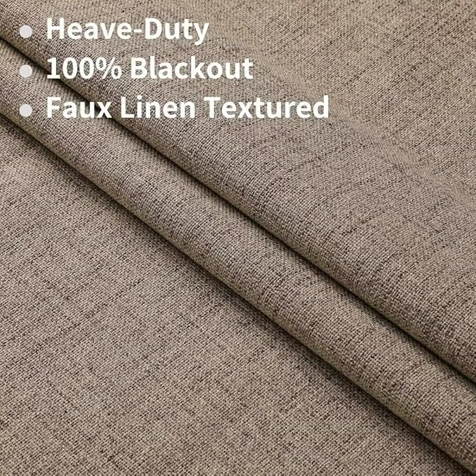 Joydeco Natural Linen Curtains 84 inch Length 2 Panels Set Burg 100% Blackout Patio Door Curtain Room Darkening Sliding Door Curtains Thermal Insulated Back tab Rod Pocket(105x84 inch, Linen)