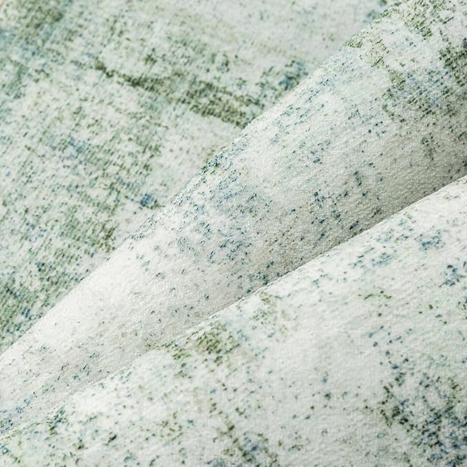 9x12Washable Area Rug Green Modern Neutral Abstract Living Room Bedroom Indoor Floor Carpet Low Pile Soft Non-Slip Lightweight Vacuumable Large Throw Rug for Nursery Dining Room