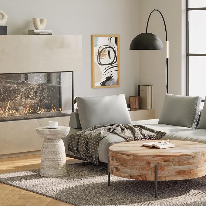 SIMPLIHOME Boyd 13-inch Wide Solid Mango End Table in White Wash, Contemporary-Style Accent Table for Living Room, Bedroom, or Family Room, Assembled