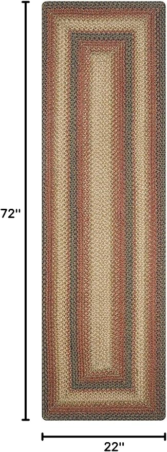 Russet Multi Color Jute Braided Rug Runner, 22x72 Rectangle - Warm Country Decor, Perfect for Laundry Rooms, Kitchens and Entryways - Reversible and Easy to Clean