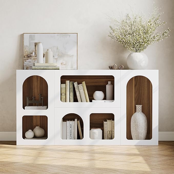 LITTLE TREE 59-Inch Modern Console Table, Wooden Rectangular Sofa Table Behind The Couch, Narrow Entryway Furniture with Storage for Living Room, Entrance, Hallway, White