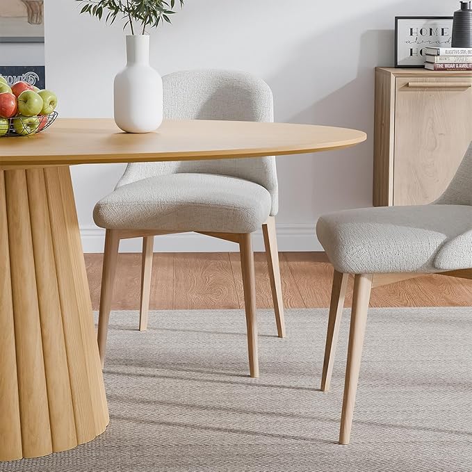 Casaphoria 67" Oval Dining Table, Modern Wood Kitchen Table with Cone Shaped Strip Polygonal Base for Living Room & Dining Room, Easy Assembly Farmhouse Furniture for 4-6, Oak