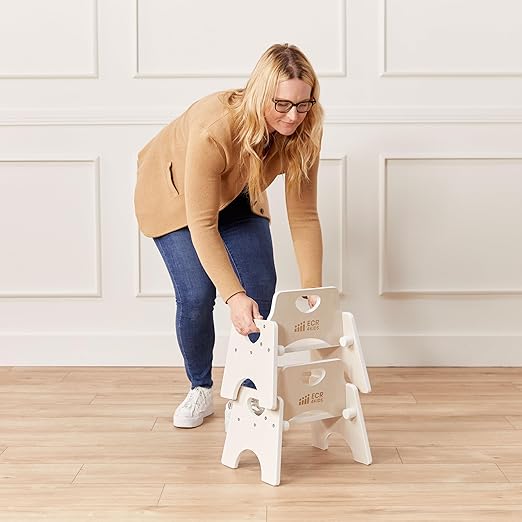 ECR4Kids Stackable Wooden Toddler Chair, 6in, Kids Furniture, White Wash, 2-Pack