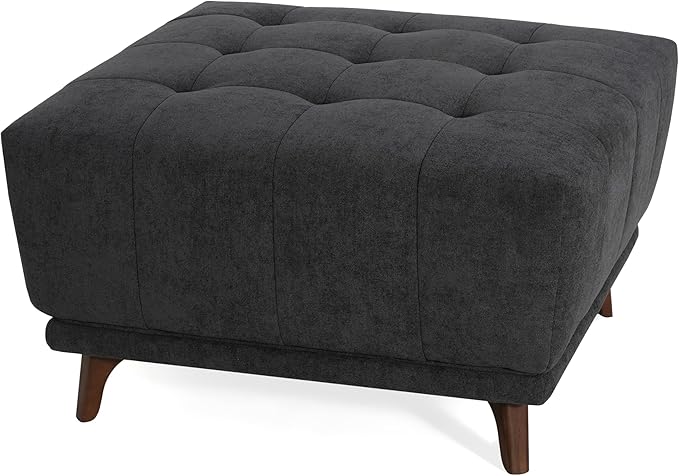 Christopher Knight Home Kinsley Square Ottoman Footstool, Ottoman Chair with Large Seat, Chenille Fabric Upholstery Coffee Table, Modern Side Table for Living Room Bedroom Home Decor, Grey