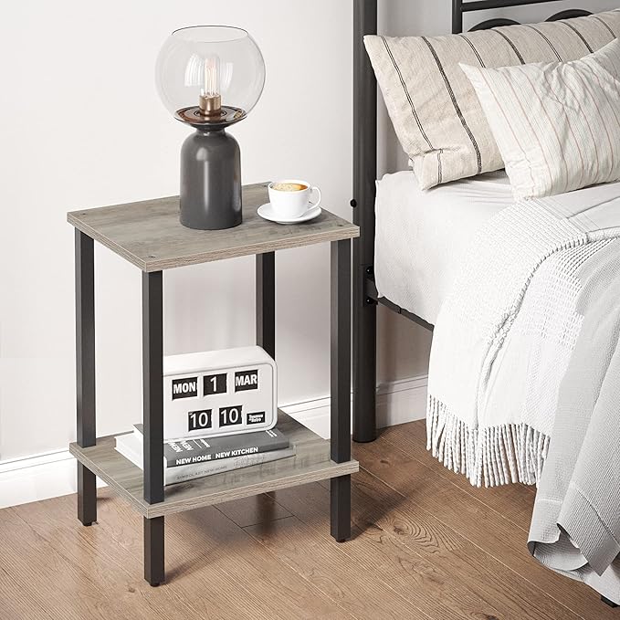TUTOTAK End Table, Set of 2, Side Table, Nightstand, 2-Tier Storage Shelf, Sofa Table for Small Space, Living Room, Bed Room TB01BG035