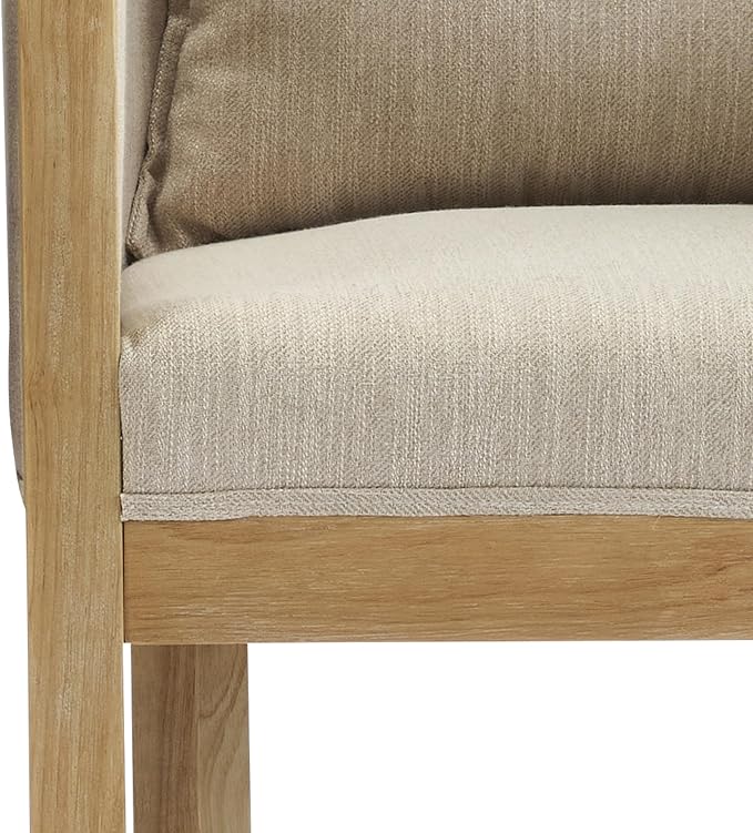 Christopher Knight Home Lucid Linen Upholstered Dining Chairs Set of 2, Rubber Wood Dining Room Chairs, Modern Armchair, Extra Seating for Dining Room, Versatile Indoor Furniture, Beige + Natural