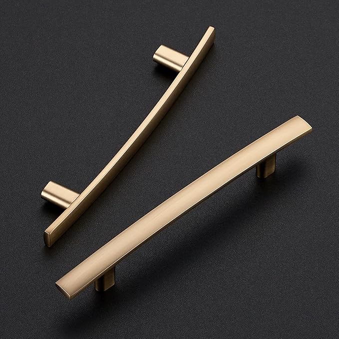 15 Pack Cabinet Handles 4" Hole Center - Curved Cabinet Pulls Champagne Bronze Drawer Pulls for Kitchen Cupboard Solid Handles for Dresser Drawer Arch Closet Hardware