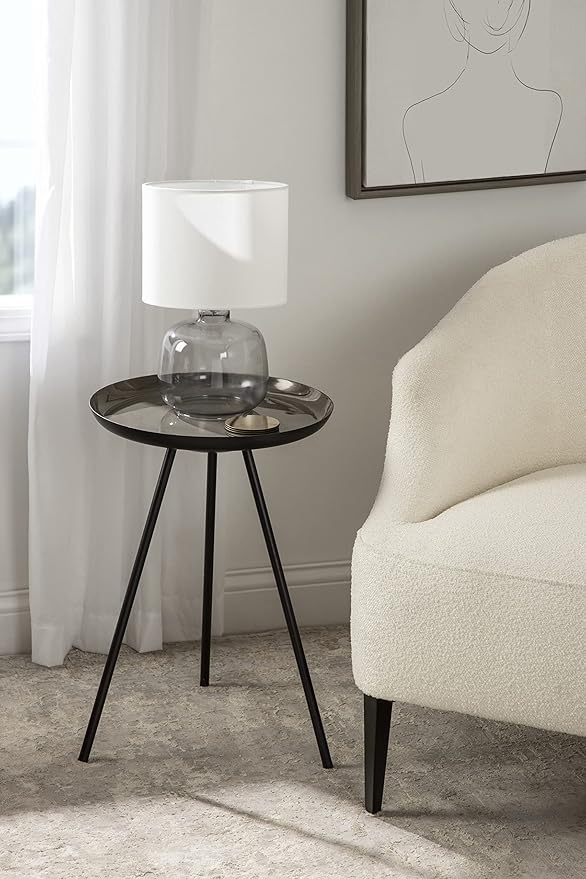 Kate and Laurel Laranya Modern Side Table 15 x 15 x 23 Brown and Black Chic Minimalist Bedroom Nightstand Table