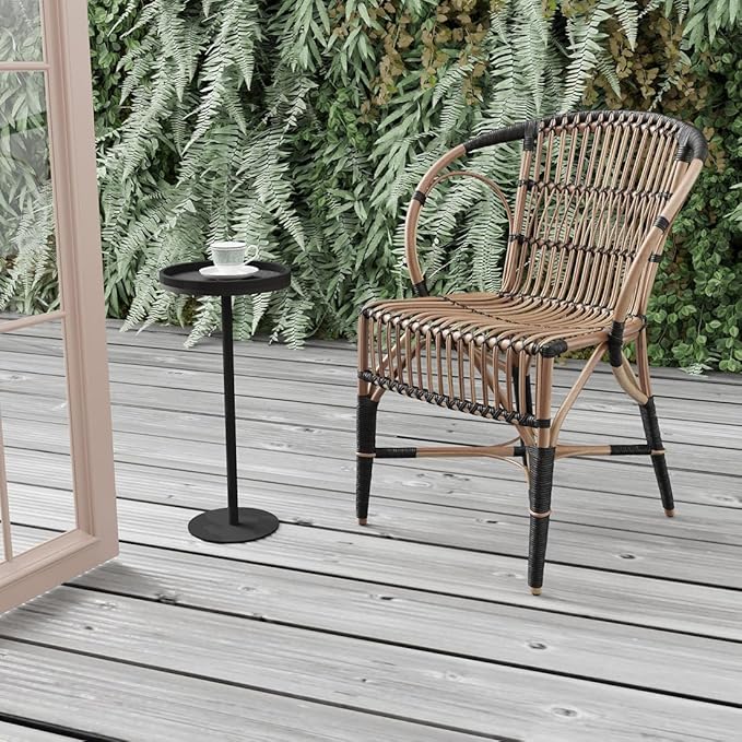 Round Drink Table,Small Pedestal Table,Small Round Side Table for Narrow Spaces,Martini Table for Living Room, Bedroom, Bathroom,Balcony (Black)