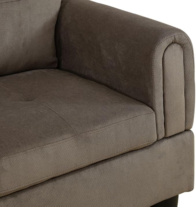 Brown L-Shaped 3-Piece Corduroy Sofa with Storage Ottoman Set, Sectional Couch Sofa Set for Living Room, Office, Small Space