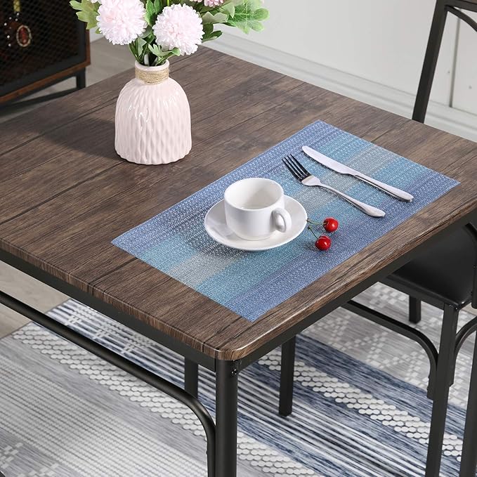 VECELO Kitchen Dining Room Table Set with 2 Chairs for Small Space, Apartment,Metal Steel Frame