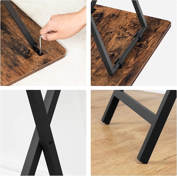 HOOBRO Folding TV Tray Table, TV Trays for Eating Set of 4 with Stand, Folding TV Dinner Tables for Small Space, Easy Assembly, Space Saving, Stable and Durable, Rustic Brown and Black BF20BZP401