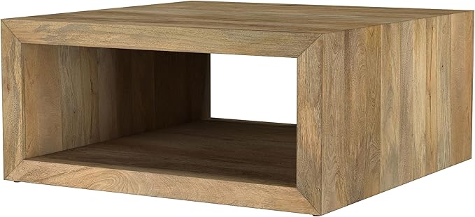 Coaster Home Furnishings - Benton - Mango Wood - Square Coffee Table with Low Profile and Open Shelf - Rustic - Living Room - 39-Inch - Natural - 706838
