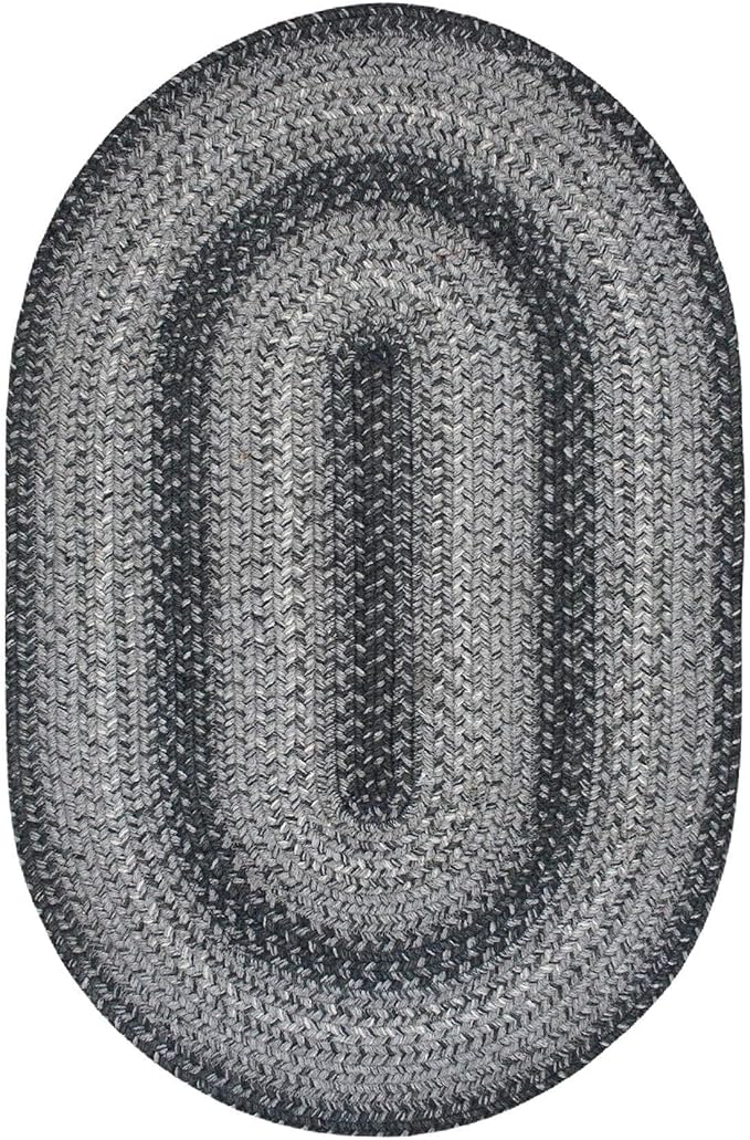 Flint Hill Braided Oval Rugs 20x30 - Gray Jute Entryway Rug for Primitive Decor