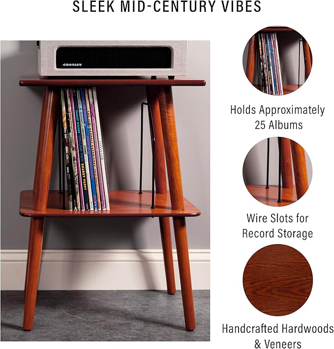 Crosley Manchester Record Player Stand, Media Console with Vinyl Storage, Modern Home Organizer, Paprika