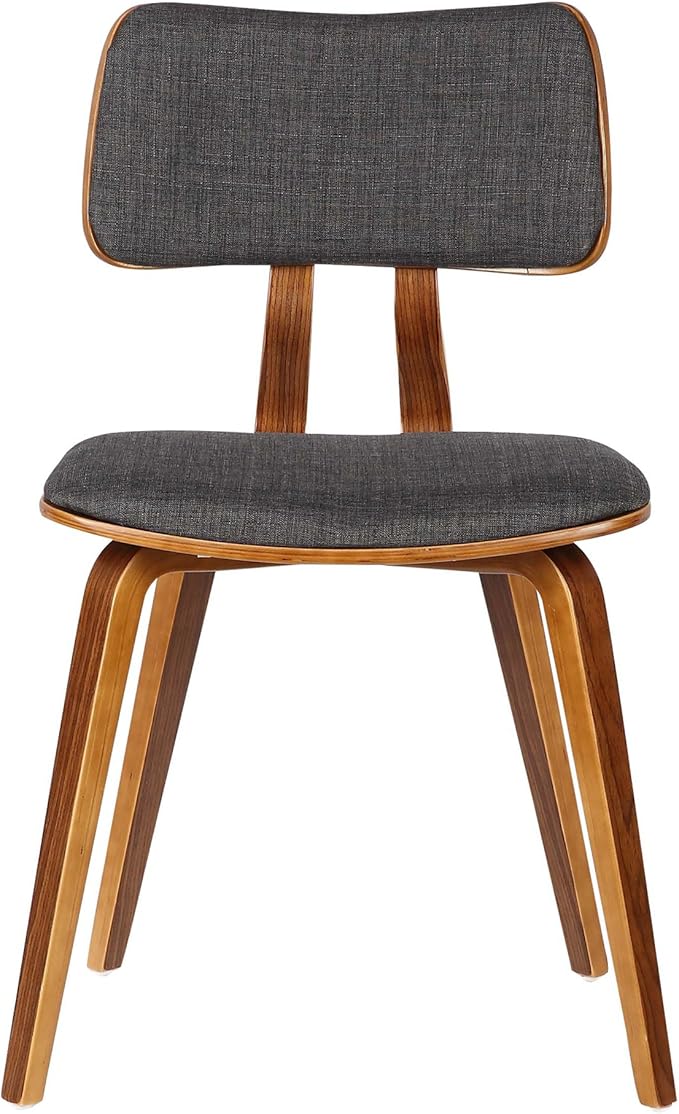 Armen Living Jaguar Mid-Century Dining Chair in Walnut Wood and Charcoal Fabric - Set of 2