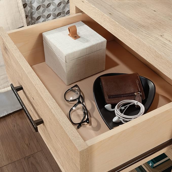 Sauder Pacific View Bedroom Night Stand, Spacious Storage, 1 Drawer Nightstand, Prime Oak Finish