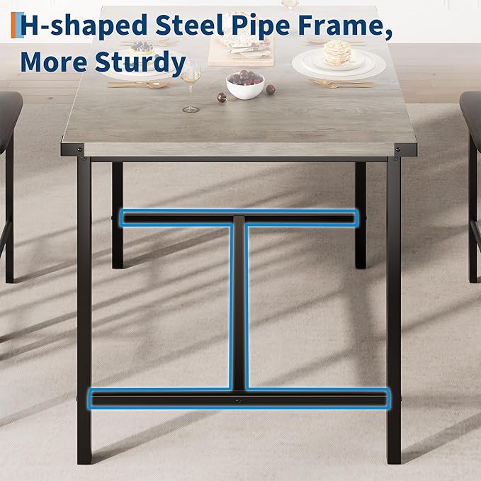 IDEALHOUSE Dining Table Set for 2 w/Counter Height Table & 2 Upholstered Bar Stools, 3-Piece Kitchen Table Set with Footrest & Corner Protector, for Kitchen Room, Apartment, Pub
