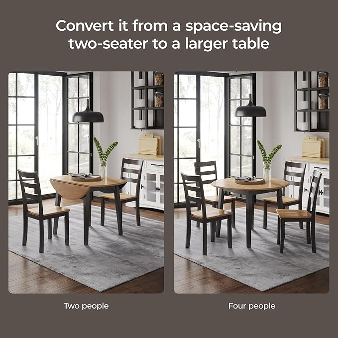 Signature Design by Ashley Gesthaven Contemporary Dining Drop Leaf Table with 4 Legs, Light Brown & Dark Brown