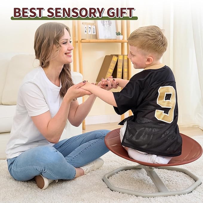 KidBloom Spinning Chair for Autistic Kids, Football Sensory Toys for Kids with Autism, Upgrade Handle Autism & ADHD Sensory Chair
