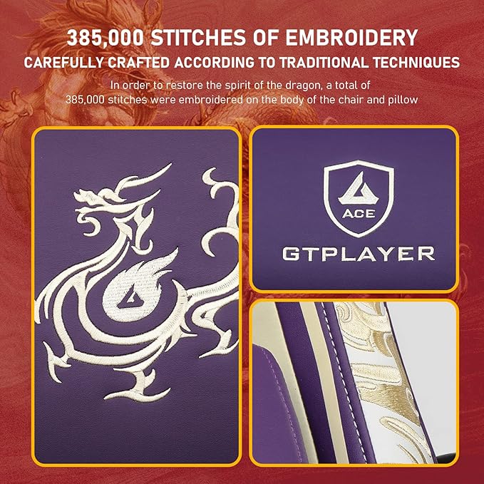 GTPLAYER Gaming Chair with Bluetooth Speakers and Footrest, Dragon Series Video Game Chair ，Heavy Duty Ergonomic Chair，Esports Gaming Chair，Computer Office Desk Chair by GTRACING (Purple)